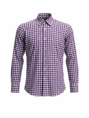 BERLIONI Comfort Fit Purple‎ and white gingham dress shirt size 15-15.5/34-35.